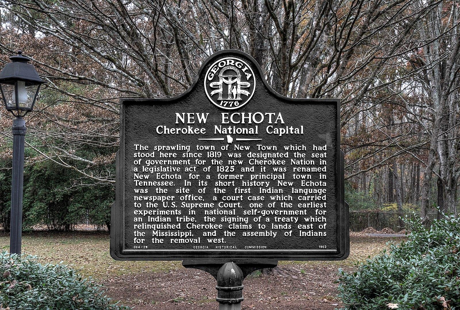 New Echota Historical Marker: Cherokee National Capital