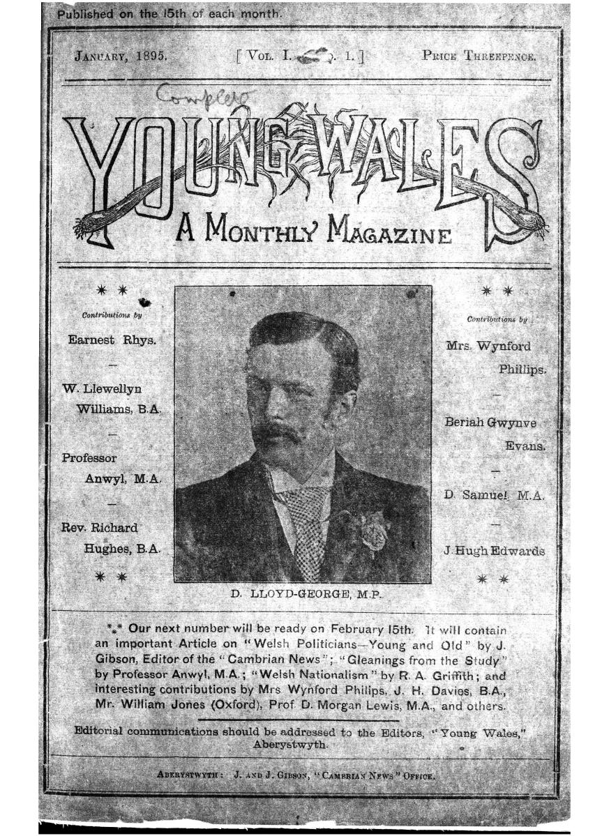 Cover of Young Wales periodical featuring David Lloyd-George