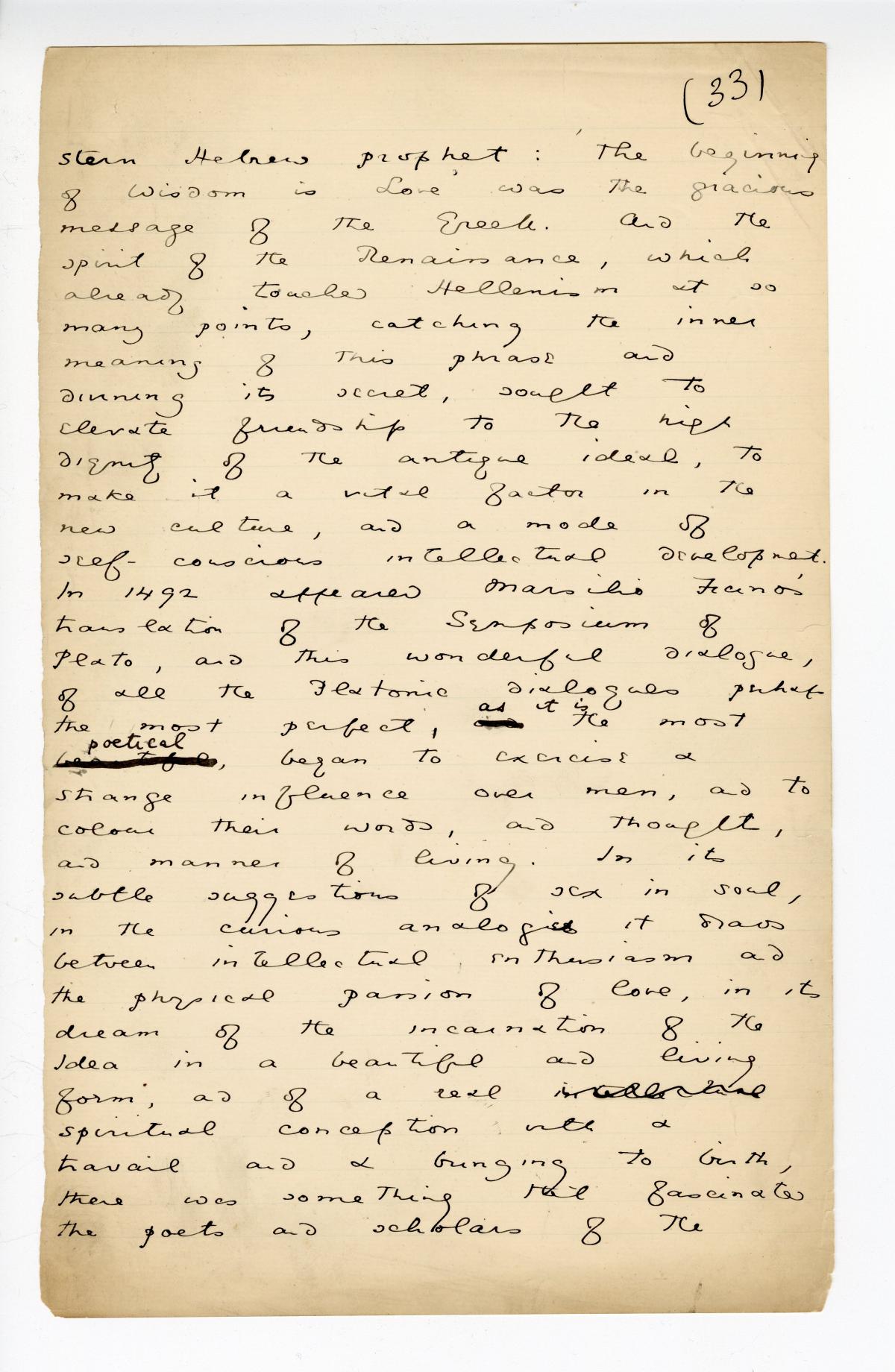 Folio 33 is a handwritten notebook page with no cutouts. 