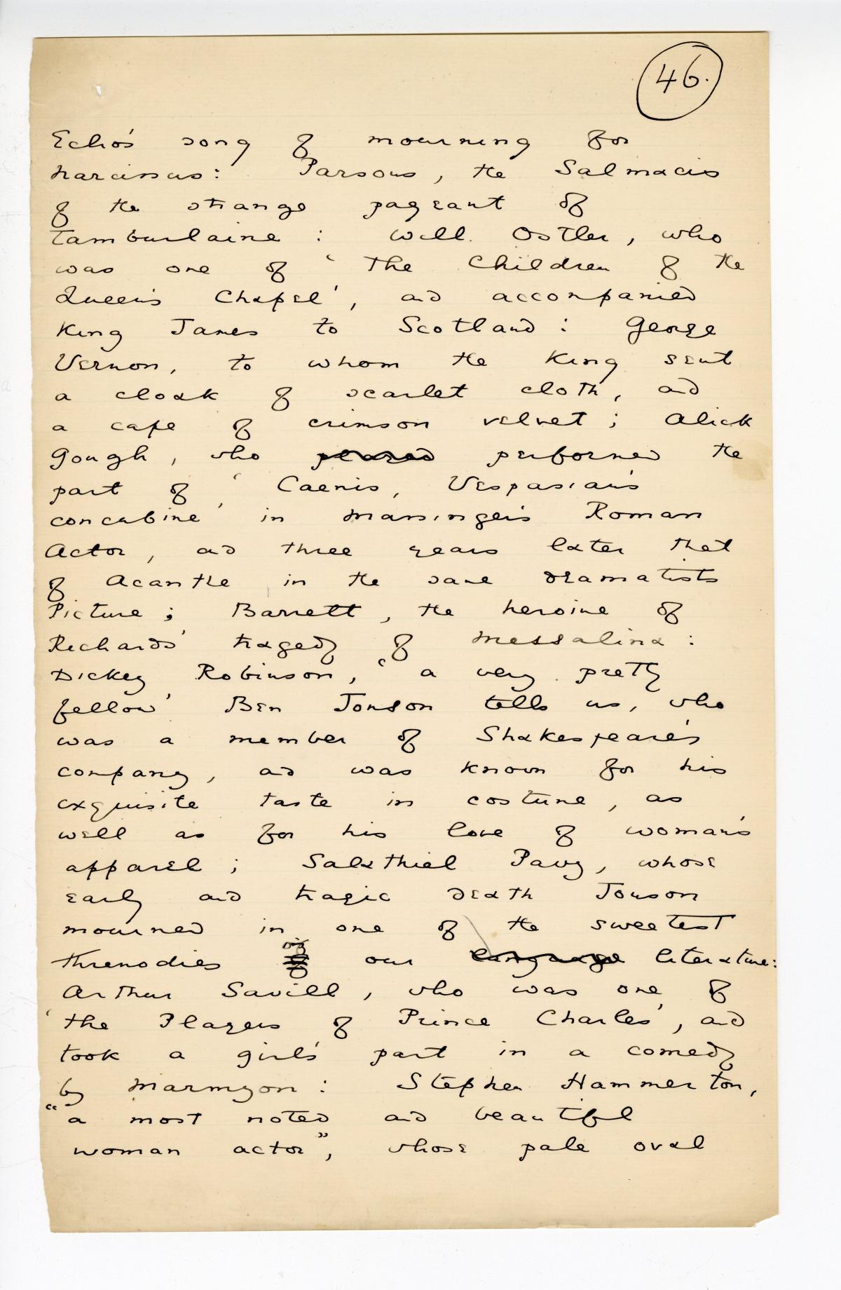 Folio 46 is a handwritten notebook page with no cutouts.