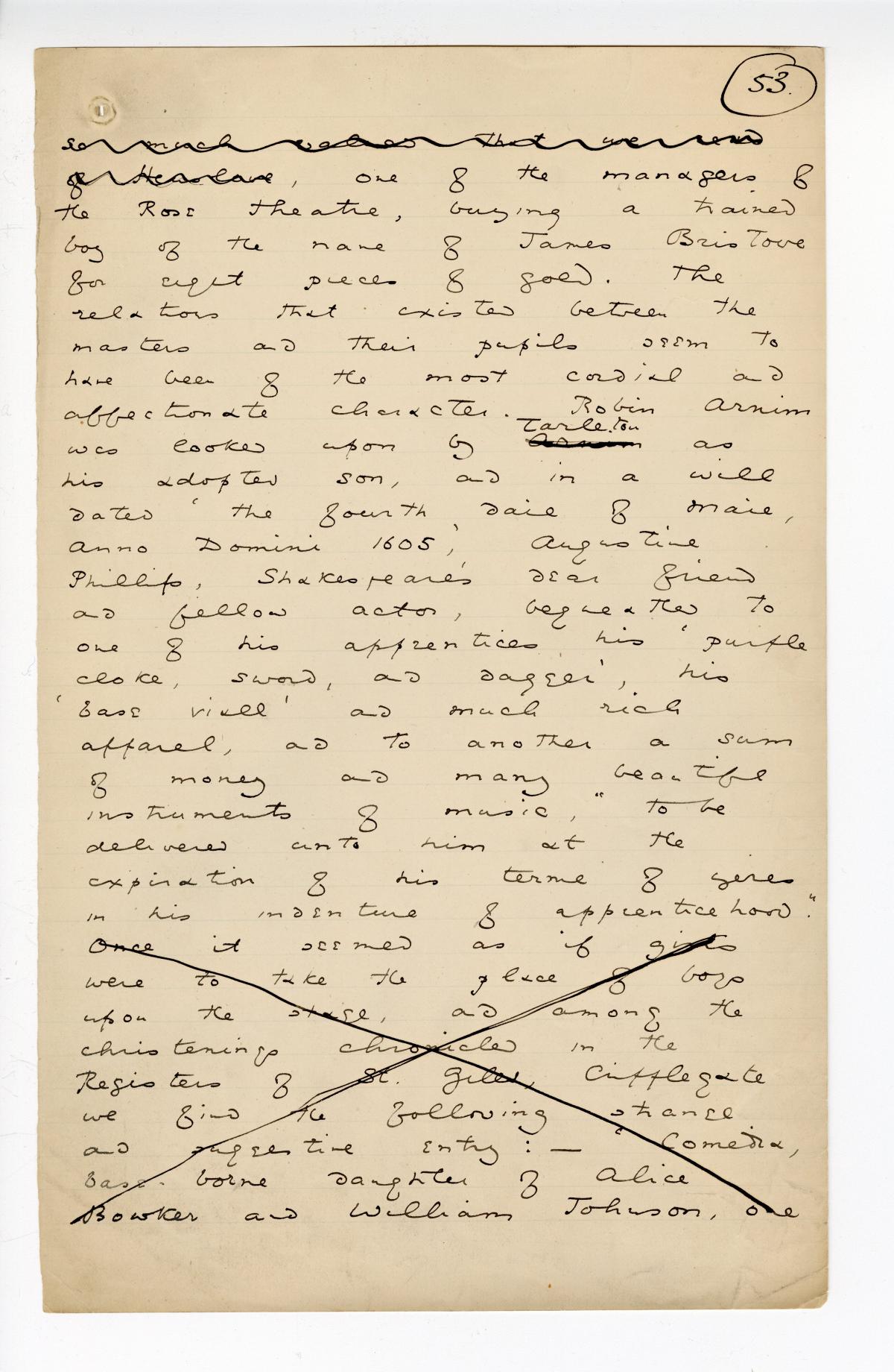 Folio 53 is a handwritten notebook page with no cutouts. 