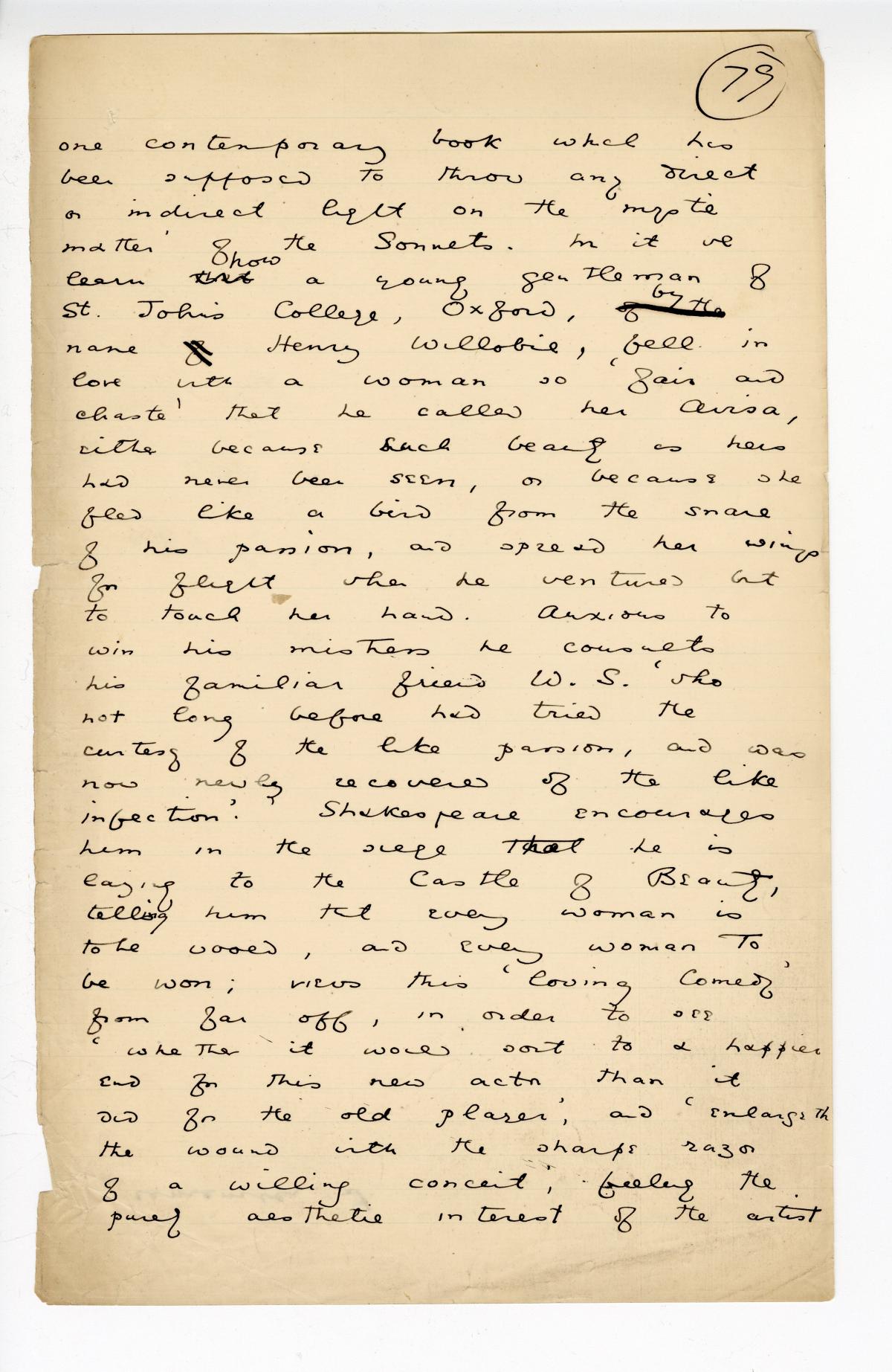 Folio 79 is a handwritten notebook page with no cutouts.