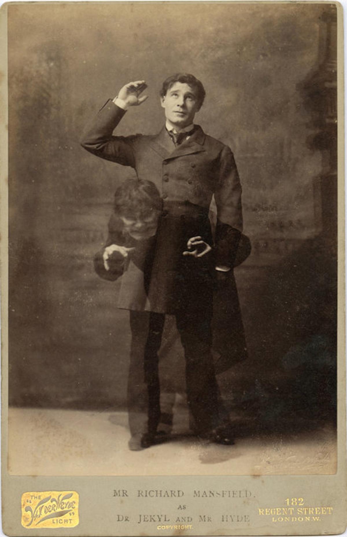 Double exposure image of James Mansfield in a production as both Jekyll and Hyde