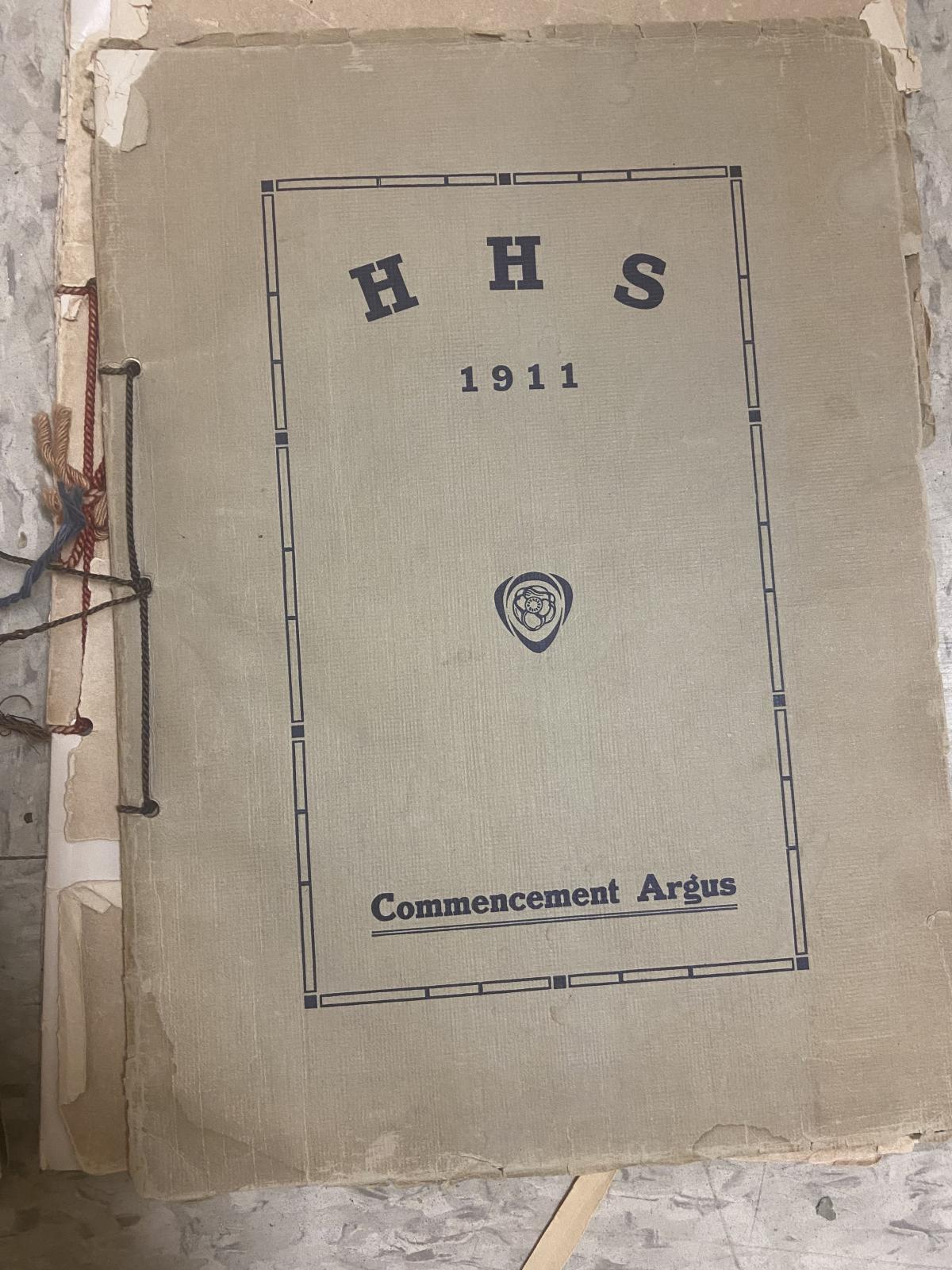 This is a picture of the front cover of Harrisburg High School's 1911 yearbook.