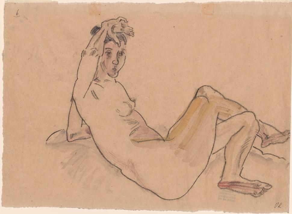 Reclining Female Nude — Oscar Kokoschka, 1911-1912