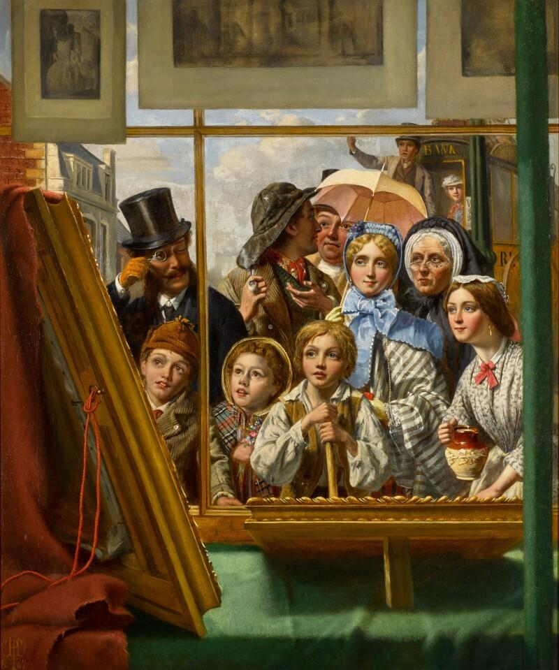 Persons Gathered at  Window Viewing a Painting