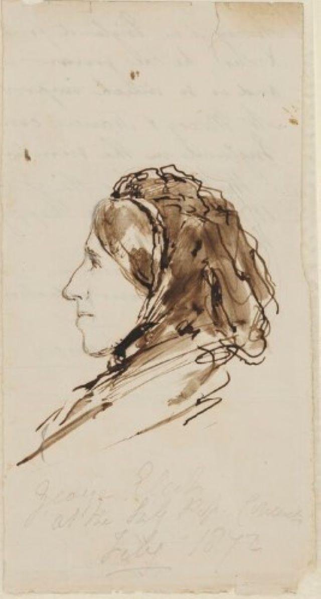 George Eliot, Ink Drawing by Lowes Cato Dickinson (1872)