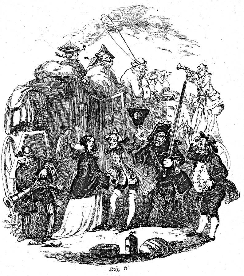 Picture of Coach depicted for Charles Dickens "Pickwick Papers" 