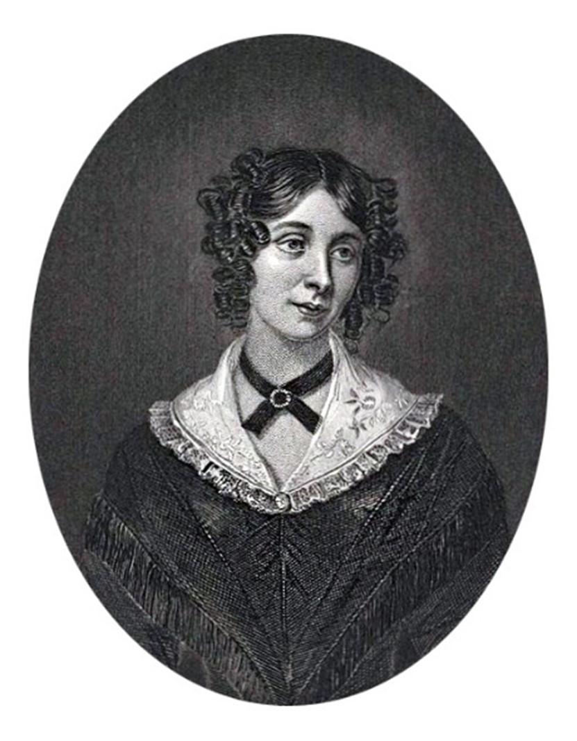 Portrait of Sarah Stickney Ellis wearing clothes that make her appear as a maid or stay-at-home wife.