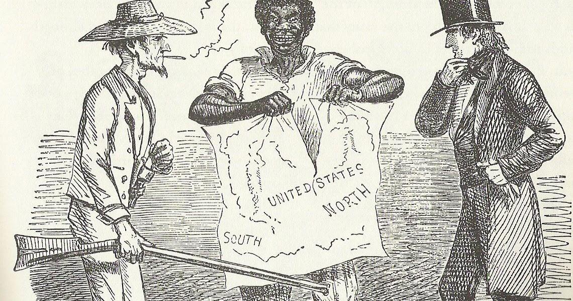 A Black Man Ripping Apart a Map of North and South 