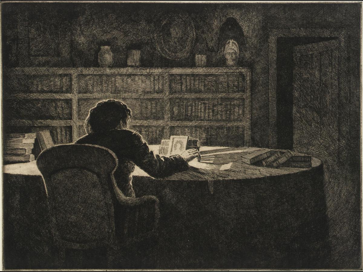 The Raven and Poe Etching