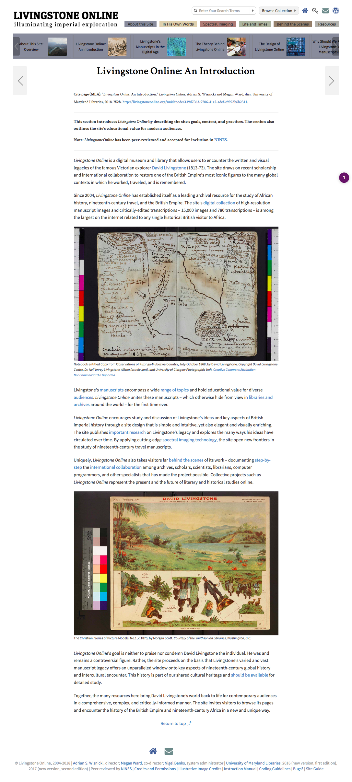 Livingstone Online content page