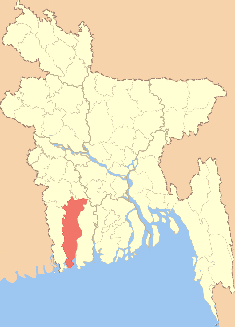 The Khulna District on a map of Bangladesh