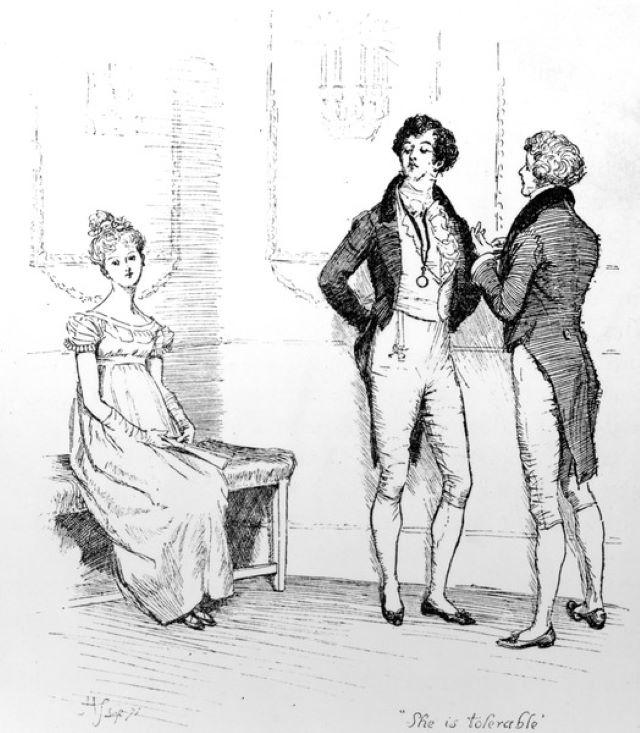Hugh Thomson's "She is Tolerable" illustration from Jane Austen's Pride and Prejudice