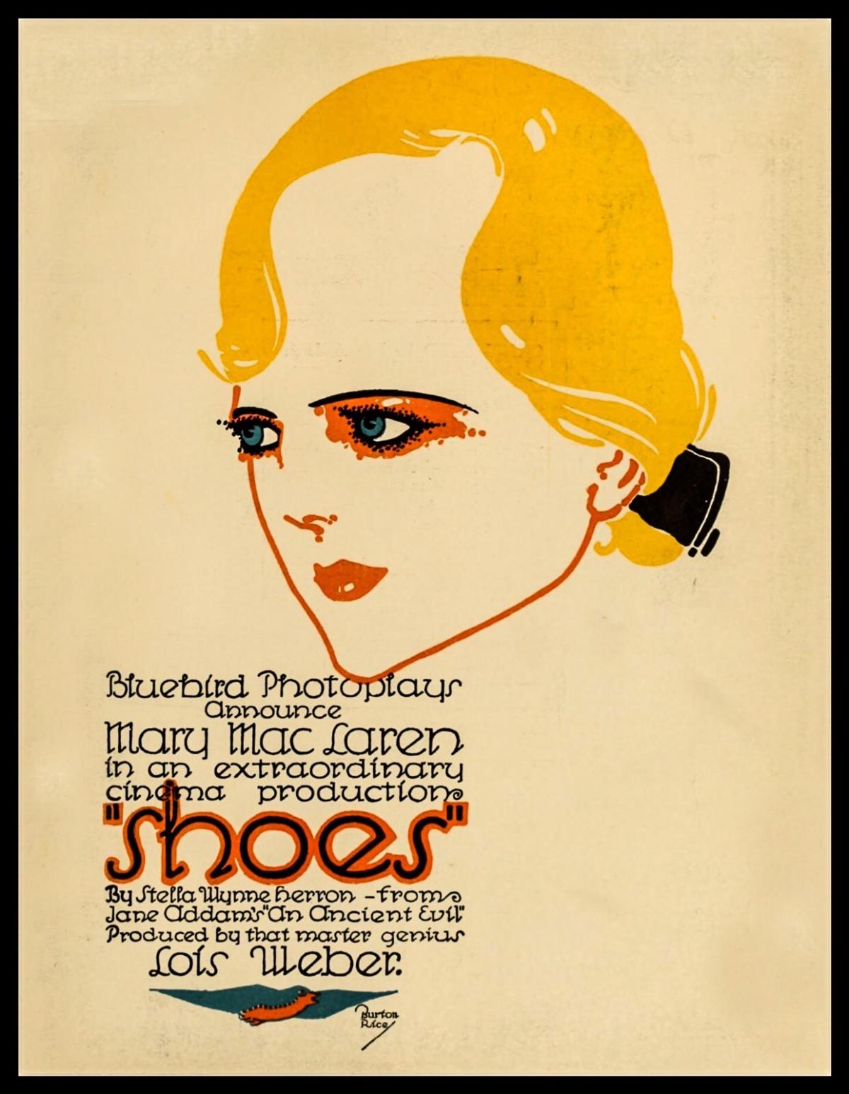 move poster for the film Shoes depicting an illustrated woman's face