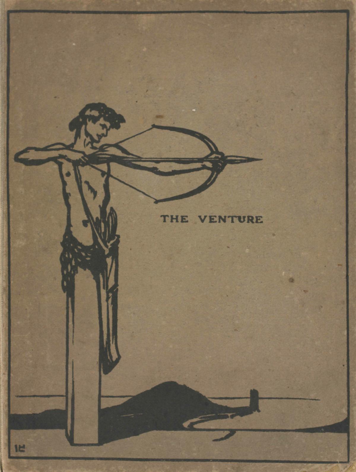 The front cover is printed in black on buff=coloured paper. At left is a herm with a drawn bow and arrow.