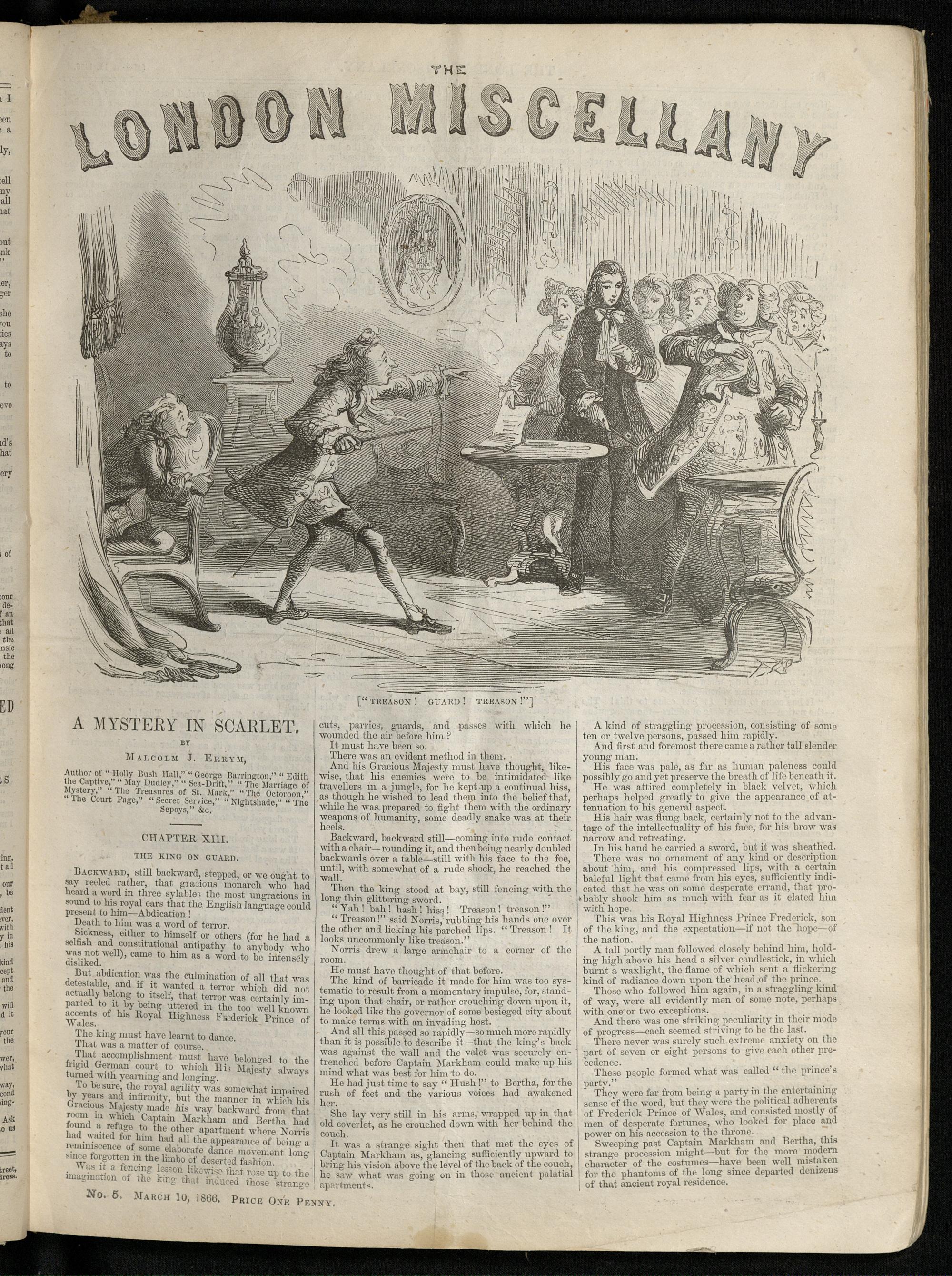 "'Treason! Guard! Treason!'" The London Miscellany 5 (10 March 1866), 65
