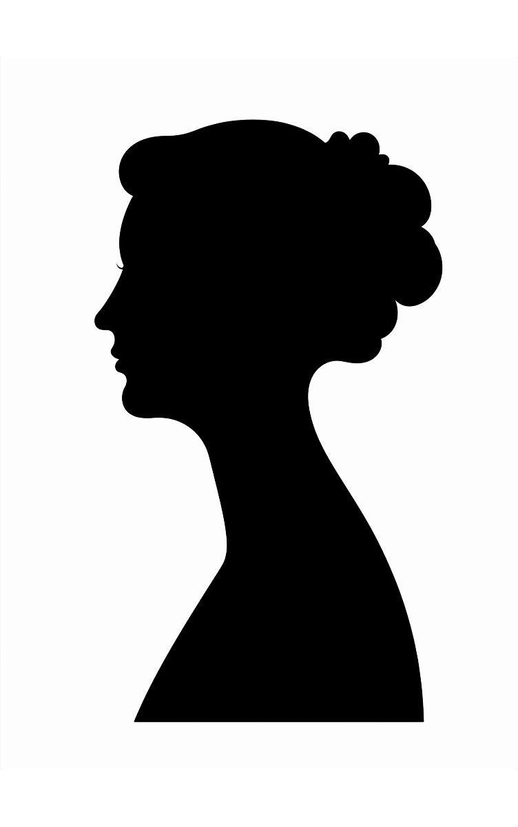 a black silhouette graphic of a woman
