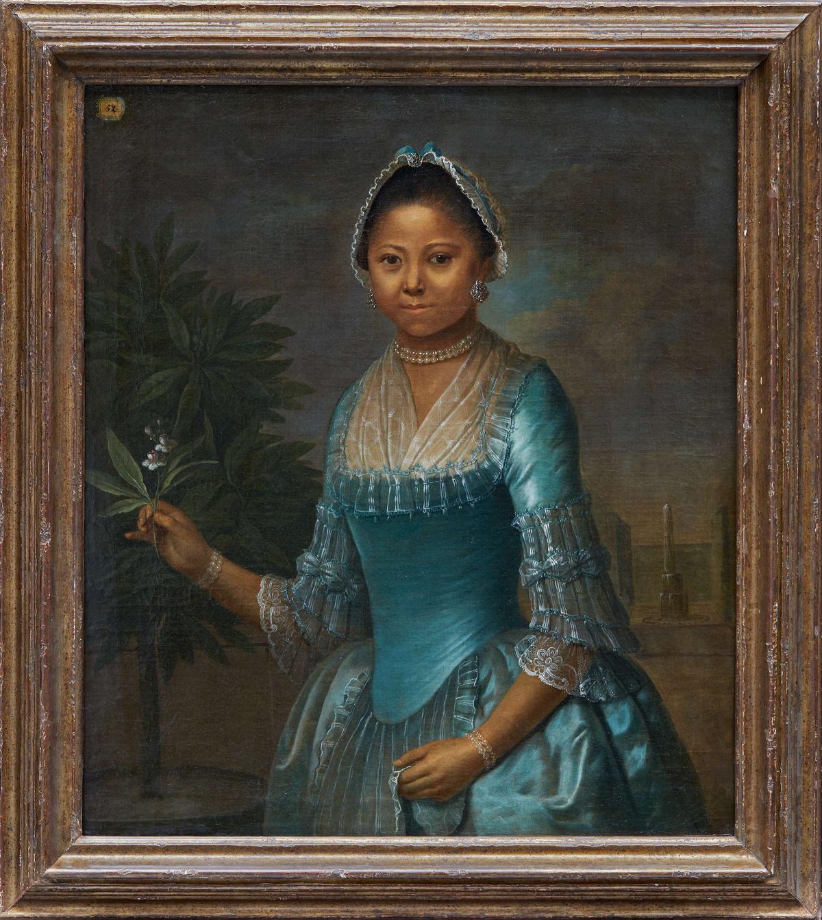 絵画 Portrait Portrait of a Lady Holding an Orange Blossom - Jeremias Schultz | COVE