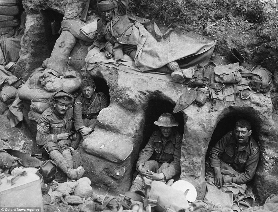 Soldiers at Battle of the Somme in Trenches