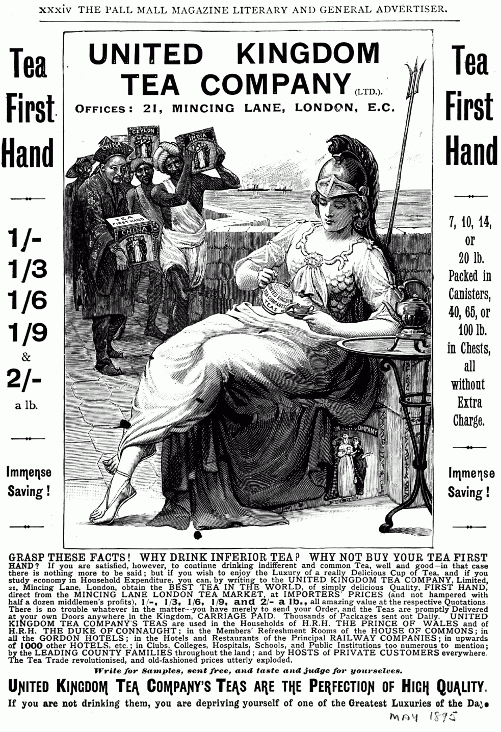 This Victorian advertisement for tea emphasizes notions of national identity and the far reach of the empire.